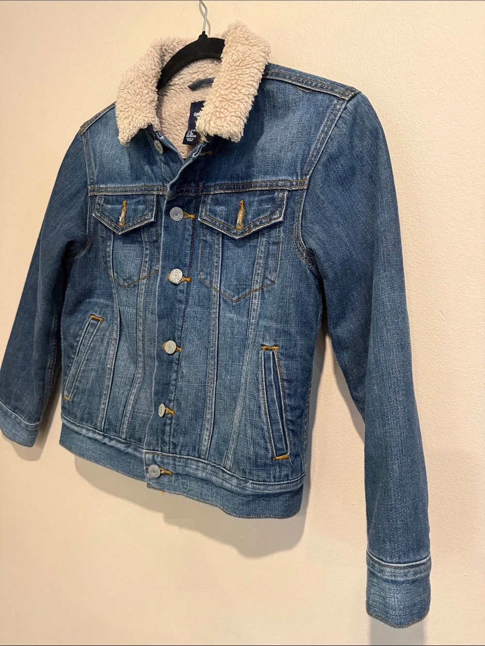 🧨Gap Kids Sherpa Collar Denim Jacket - Blue Classic Cute Comfortable Warm